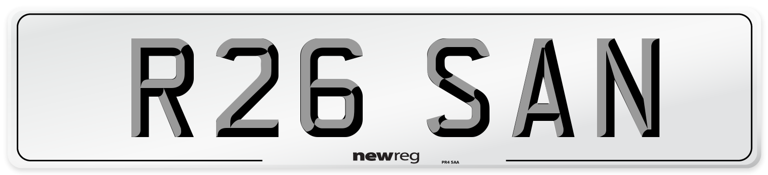 R26 SAN Number Plate from New Reg